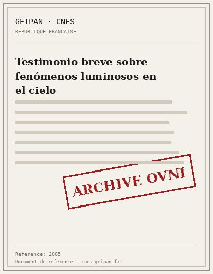 Testimonio genérico sobre fenómenos luminosos en Saint-Louis