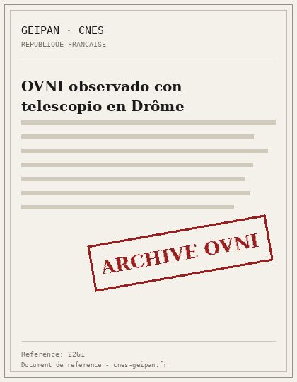 Objeto ovalado gris acero observado con telescopio en Barret-de-Lioure