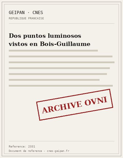 Dos puntos luminosos fijos en el cielo de Bois-Guillaume