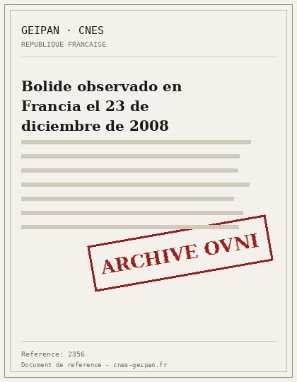 Bólido observado desde múltiples puntos de Francia