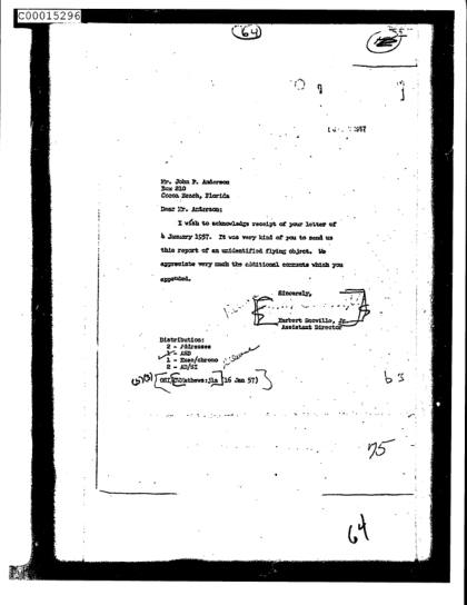 OVNI observado en Florida en 1957