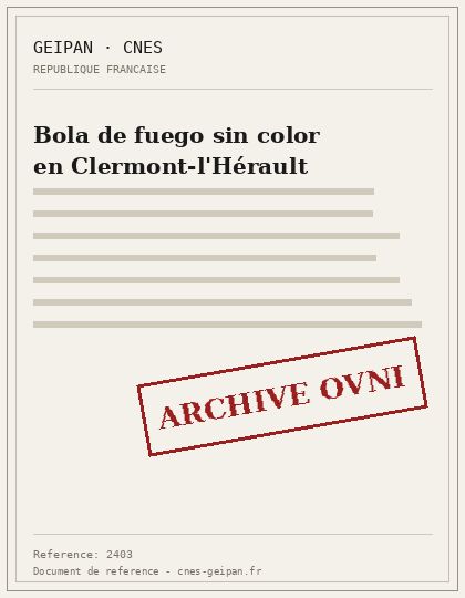 Bola de fuego en caída lenta sobre Clermont-l'Hérault