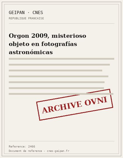 Orgon 2009, misterioso objeto en fotografías astronómicas