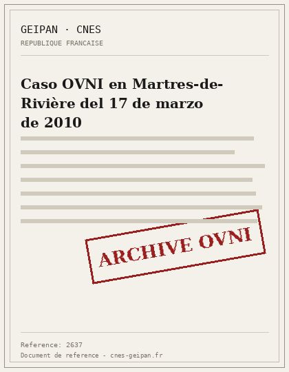 Caso OVNI en Martres-de-Rivière del 17 de marzo de 2010