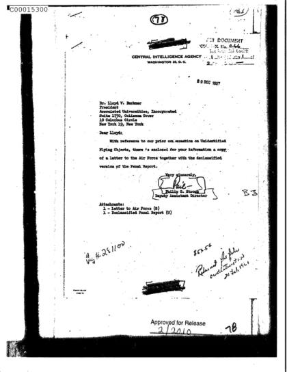 CIA autoriza parcial desclasificación de informe OVNI