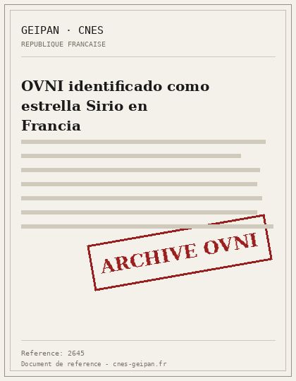 OVNI identificado como estrella Sirio en Francia