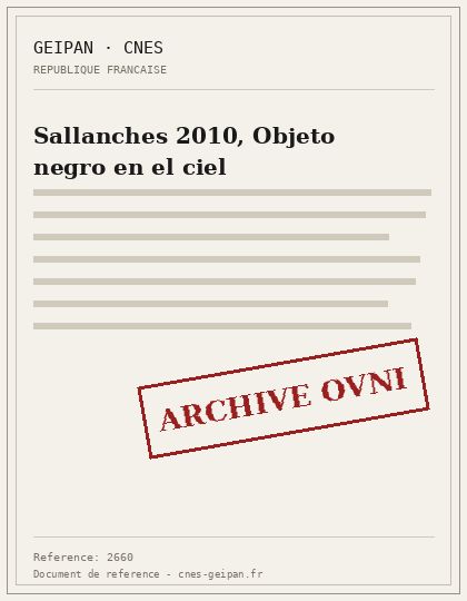 Sallanches 2010, Objeto negro en el ciel