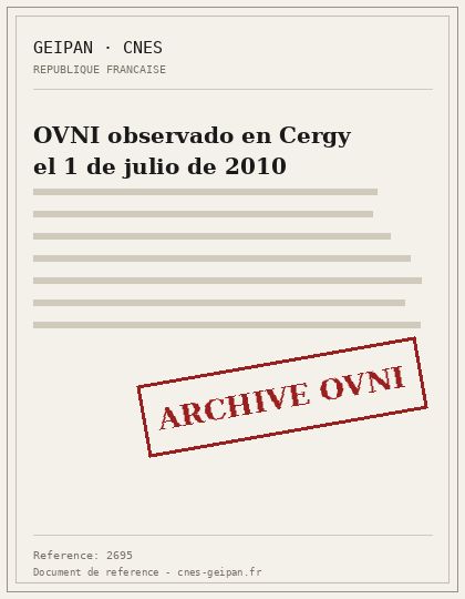 OVNI observado en Cergy el 1 de julio de 2010