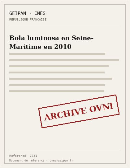 Bola luminosa en Seine-Maritime en 2010
