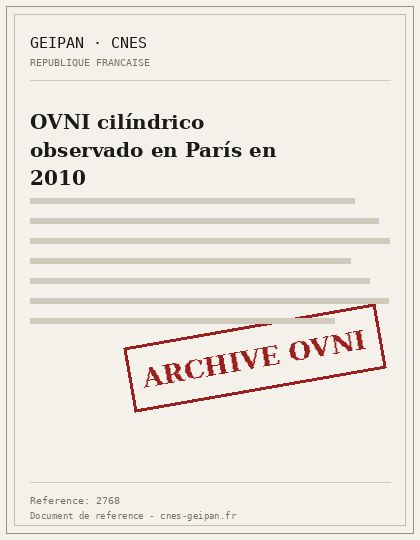 OVNI cilíndrico observado en París en 2010