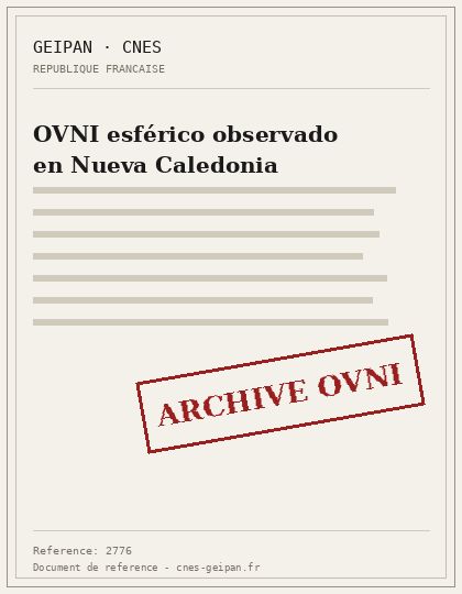 OVNI esférico observado en Nueva Caledonia
