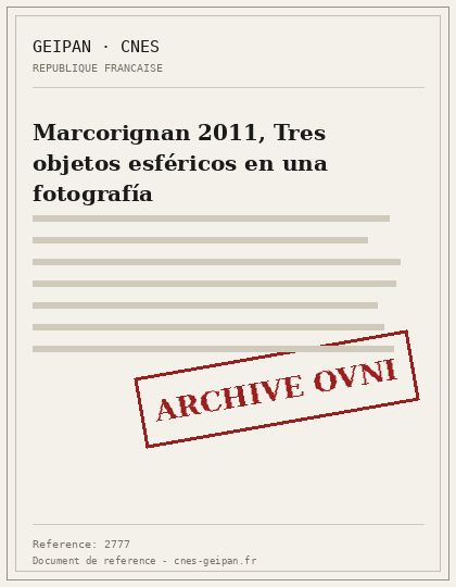Marcorignan 2011, Tres objetos esféricos en una fotografía