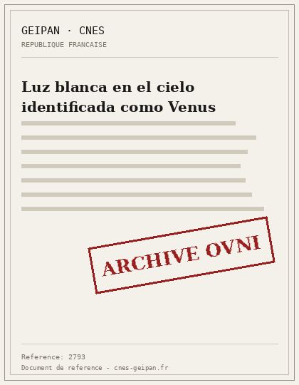 Luz blanca en el cielo identificada como Venus