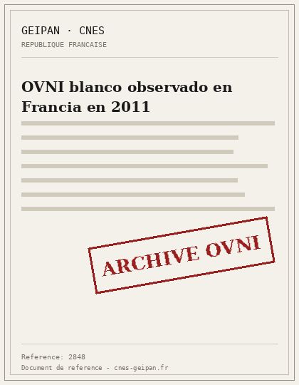 OVNI blanco observado en Francia en 2011