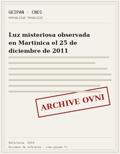 Luz misteriosa observada en Martinica el 25 de diciembre de 2011