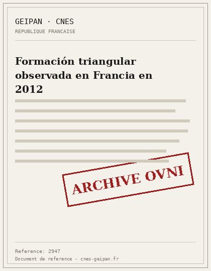 Formación triangular observada en Francia en 2012