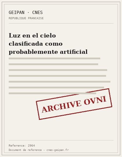 Luz en el cielo clasificada como probablemente artificial