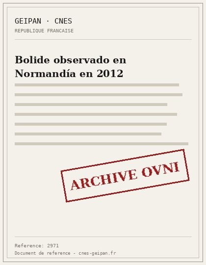 Bolide observado en Normandía en 2012