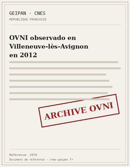 OVNI observado en Villeneuve-lès-Avignon en 2012