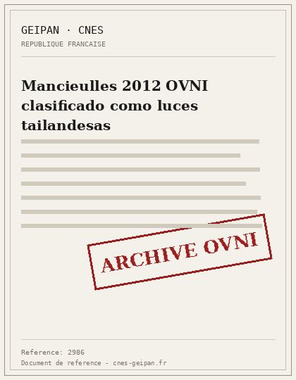Mancieulles 2012 OVNI clasificado como luces tailandesas