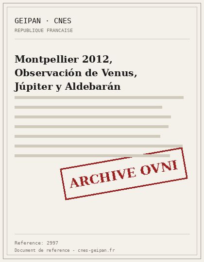 Montpellier 2012, Observación de Venus, Júpiter y Aldebarán
