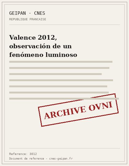 Valence 2012, observación de un fenómeno luminoso