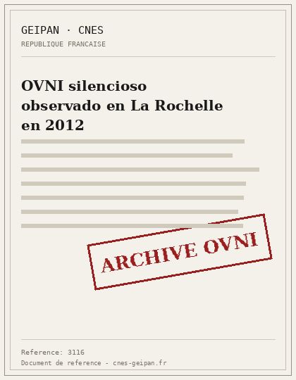 OVNI silencioso observado en La Rochelle en 2012