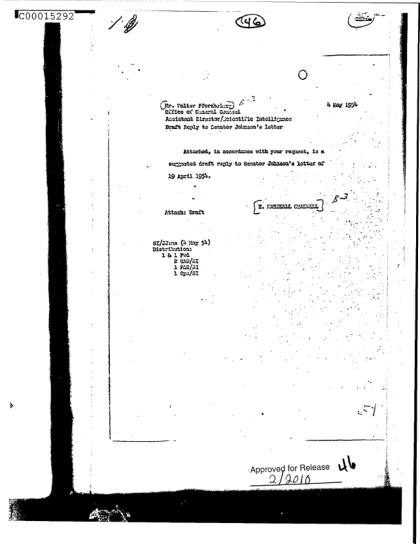 Respuesta de la CIA a un senador sobre avistamientos de ovnis