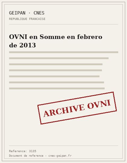 OVNI en Somme en febrero de 2013