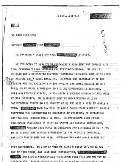 Leon Davidson y la CIA sobre OVNI
