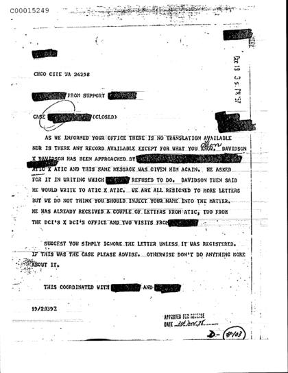 OVNI y la CIA, Documentos desclasificados