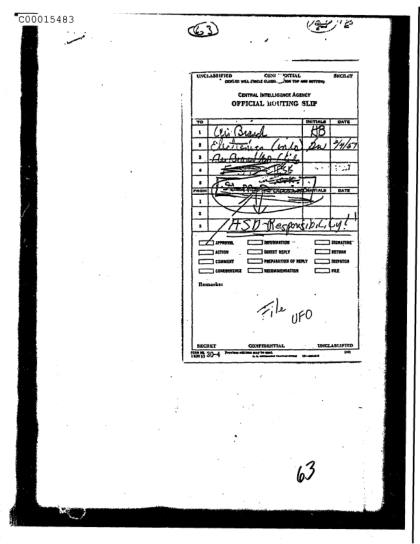 Transmisión de correspondencia sobre avistamiento de OVNIs