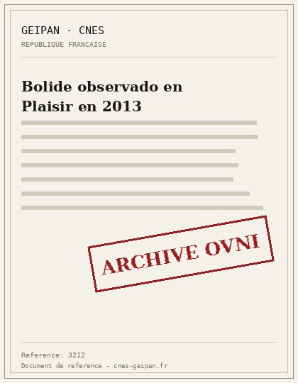 Bolide observado en Plaisir en 2013