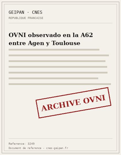OVNI observado en la A62 entre Agen y Toulouse