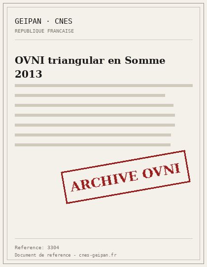 OVNI triangular en Somme 2013