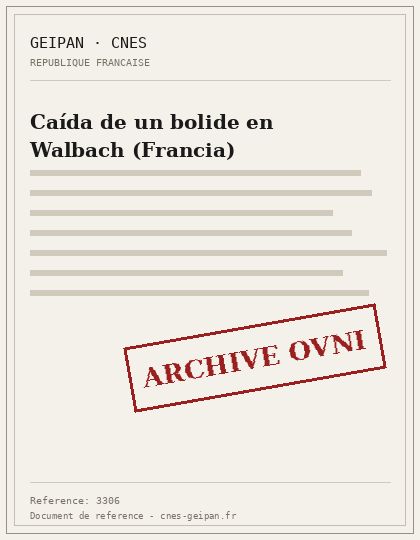 Caída de un bolide en Walbach (Francia)