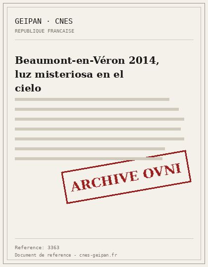 Beaumont-en-Véron 2014, luz misteriosa en el cielo