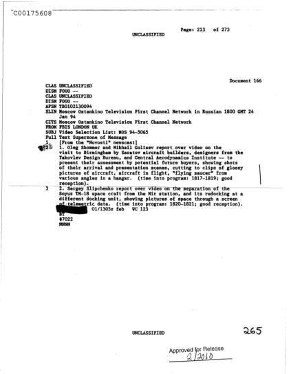 UFOs in Soviet News Broadcasts