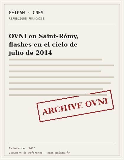 OVNI en Saint-Rémy, flashes en el cielo de julio de 2014