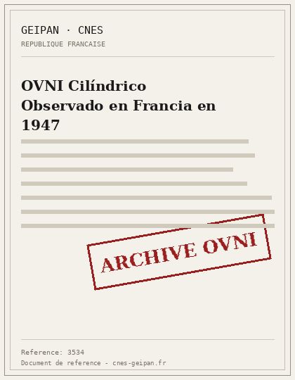 OVNI Cilíndrico Observado en Francia en 1947