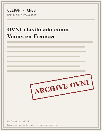 OVNI clasificado como Venus en Francia