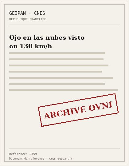 Ojo en las nubes visto en 130 km/h