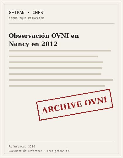 Observación OVNI en Nancy en 2012