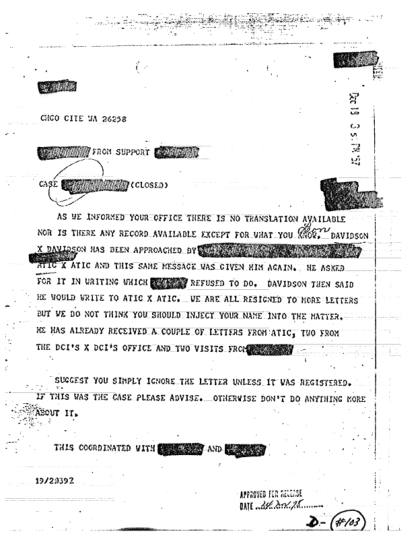 Cartas no traducidas sobre OVNI y la CIA