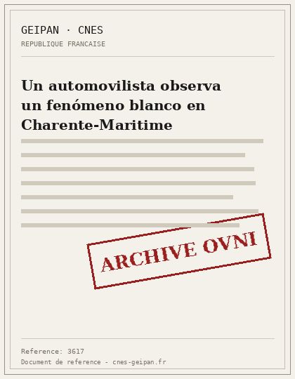 Un automovilista observa un fenómeno blanco en Charente-Maritime