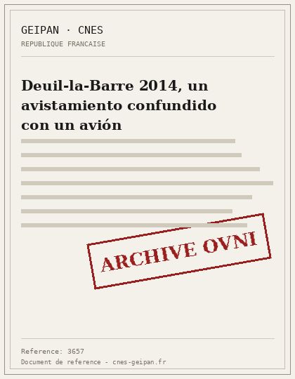 Deuil-la-Barre 2014, un avistamiento confundido con un avión