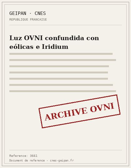 Luz OVNI confundida con eólicas e Iridium