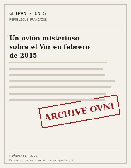 Un avión misterioso sobre el Var en febrero de 2015
