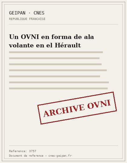 Un OVNI en forma de ala volante en el Hérault