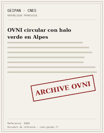 OVNI circular con halo verde en Alpes